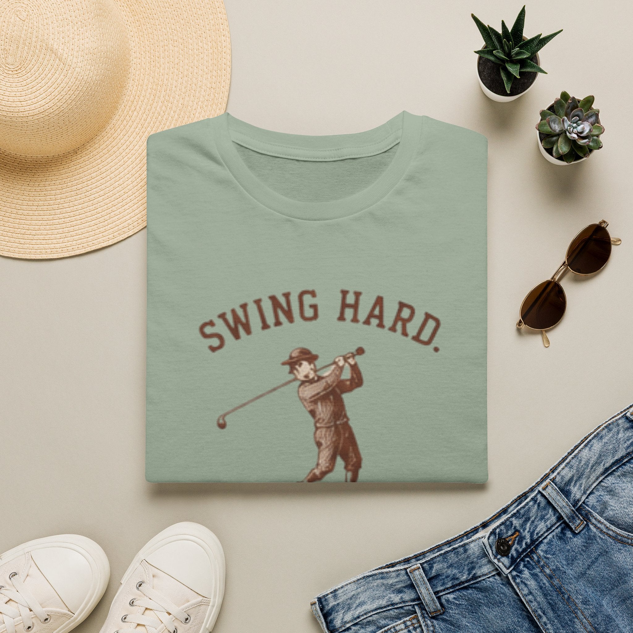 Swing hard. Apologize later. - T-Shirt