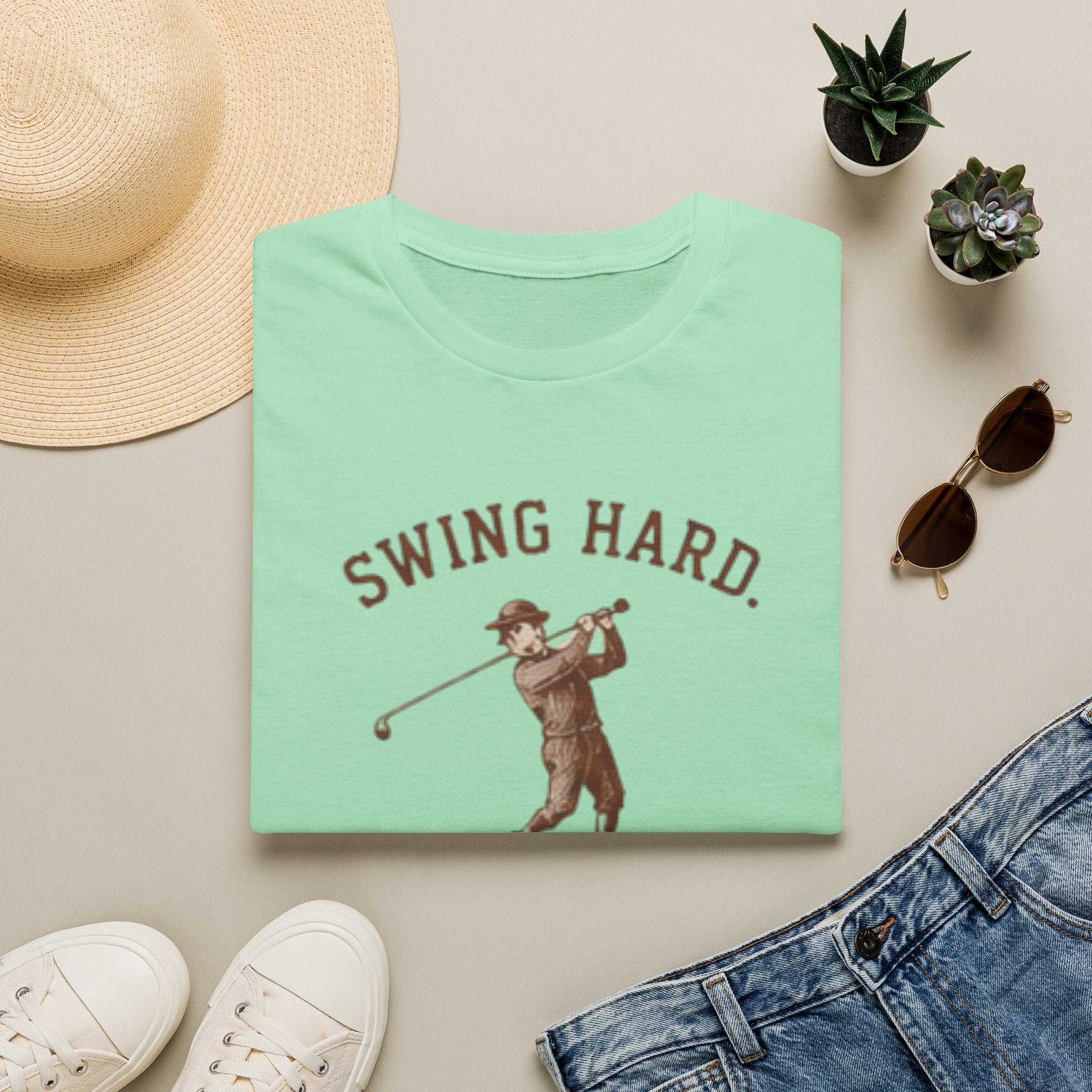 Swing hard. Apologize later. - T-Shirt