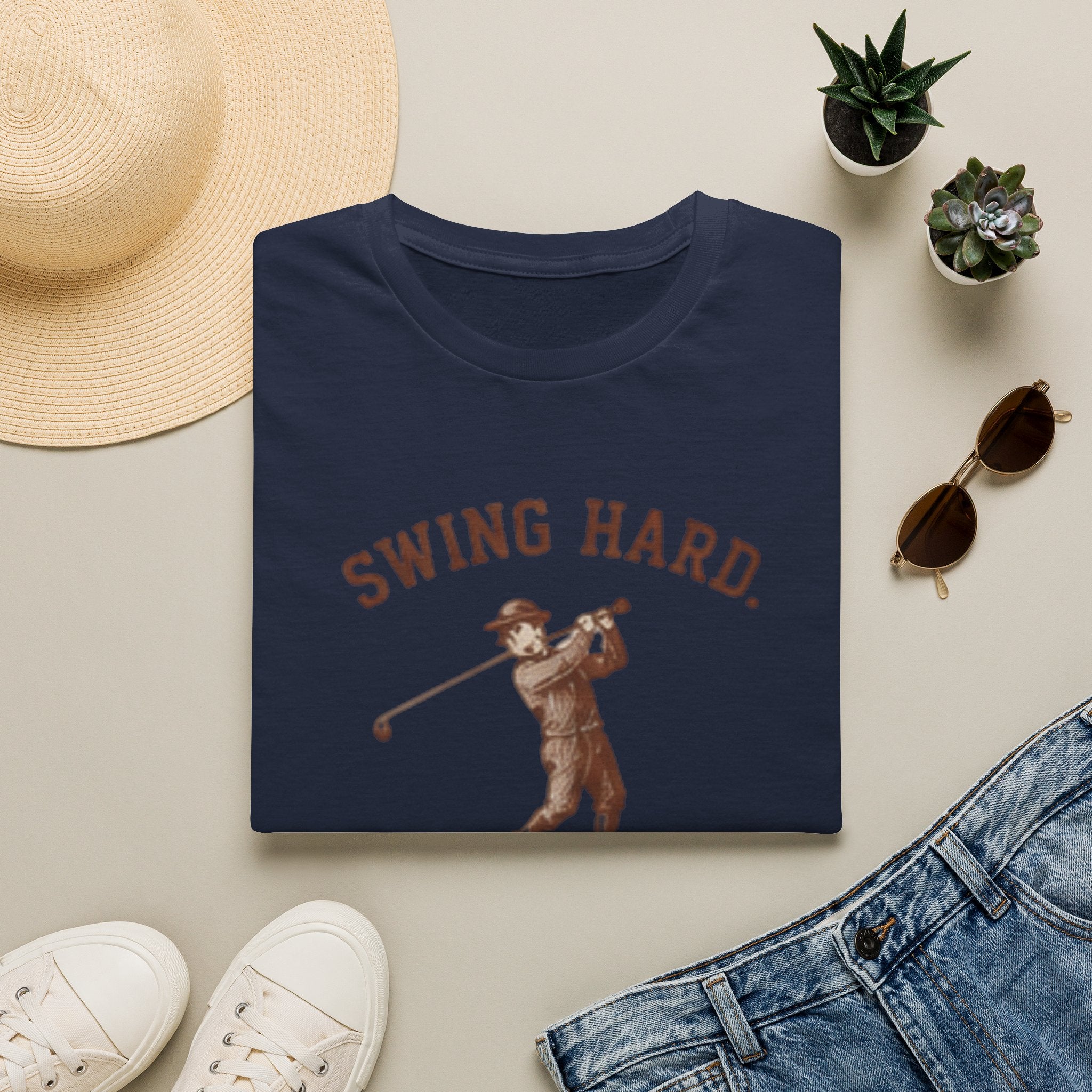Swing hard. Apologize later. - T-Shirt