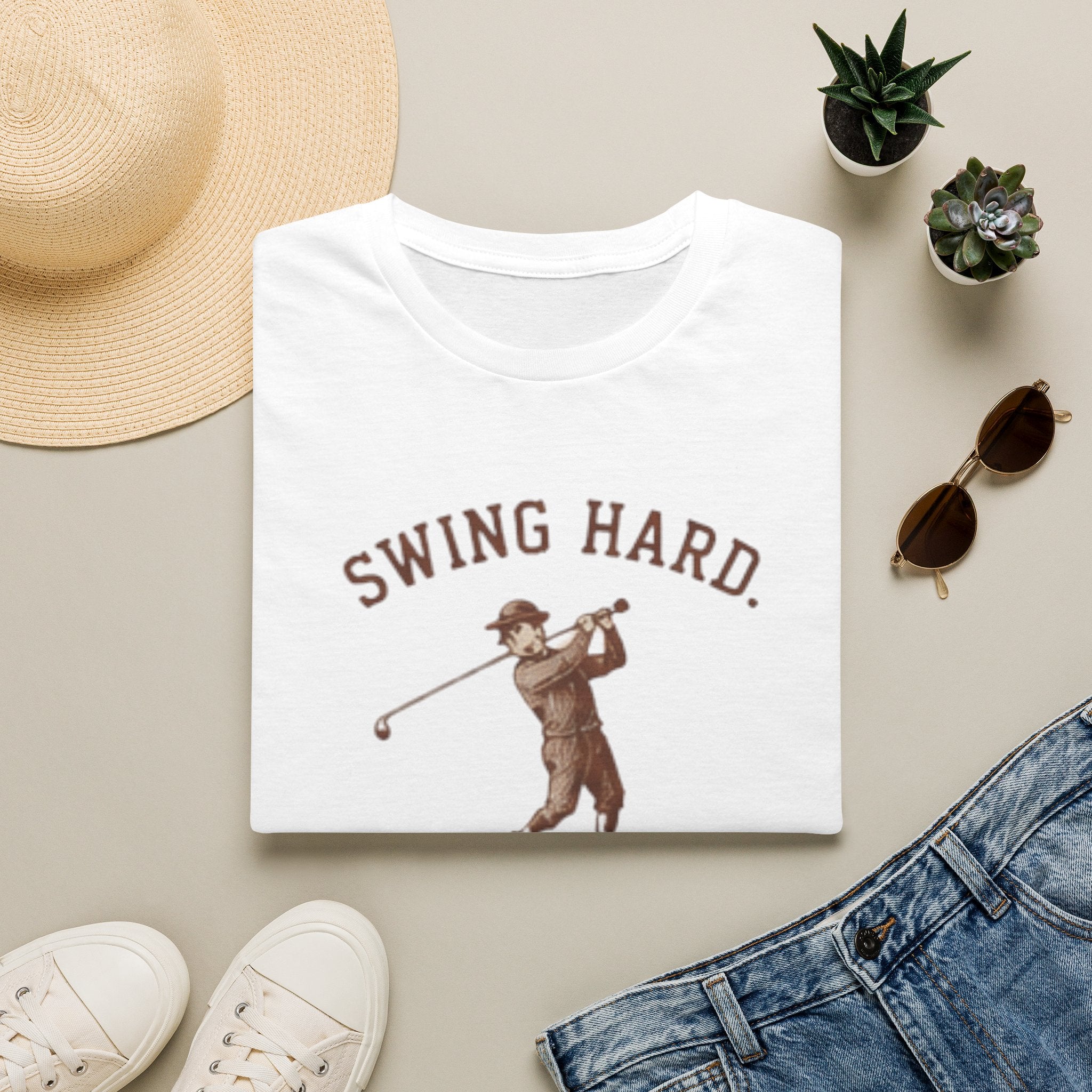 Swing hard. Apologize later. - T-Shirt