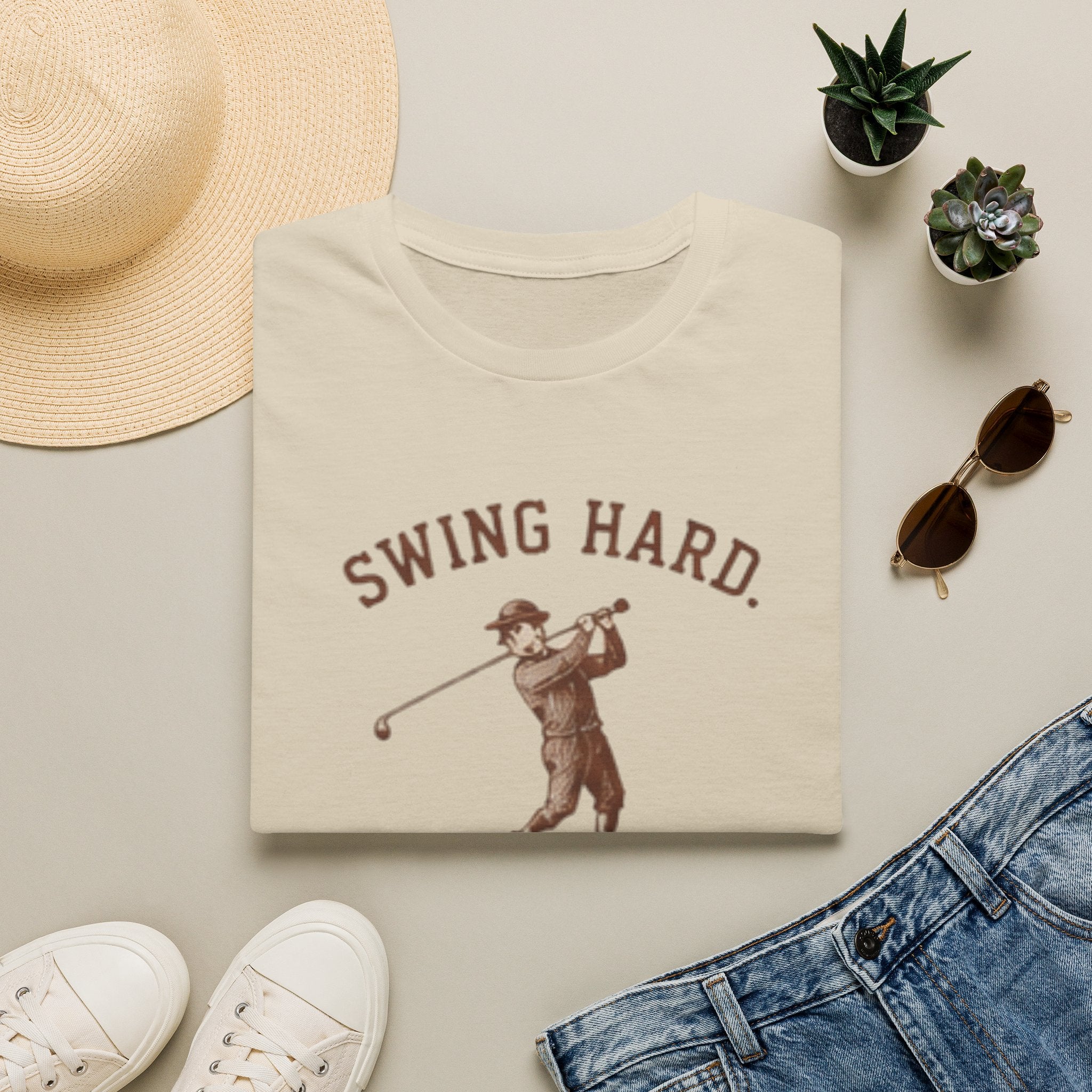 Swing hard. Apologize later. - T-Shirt